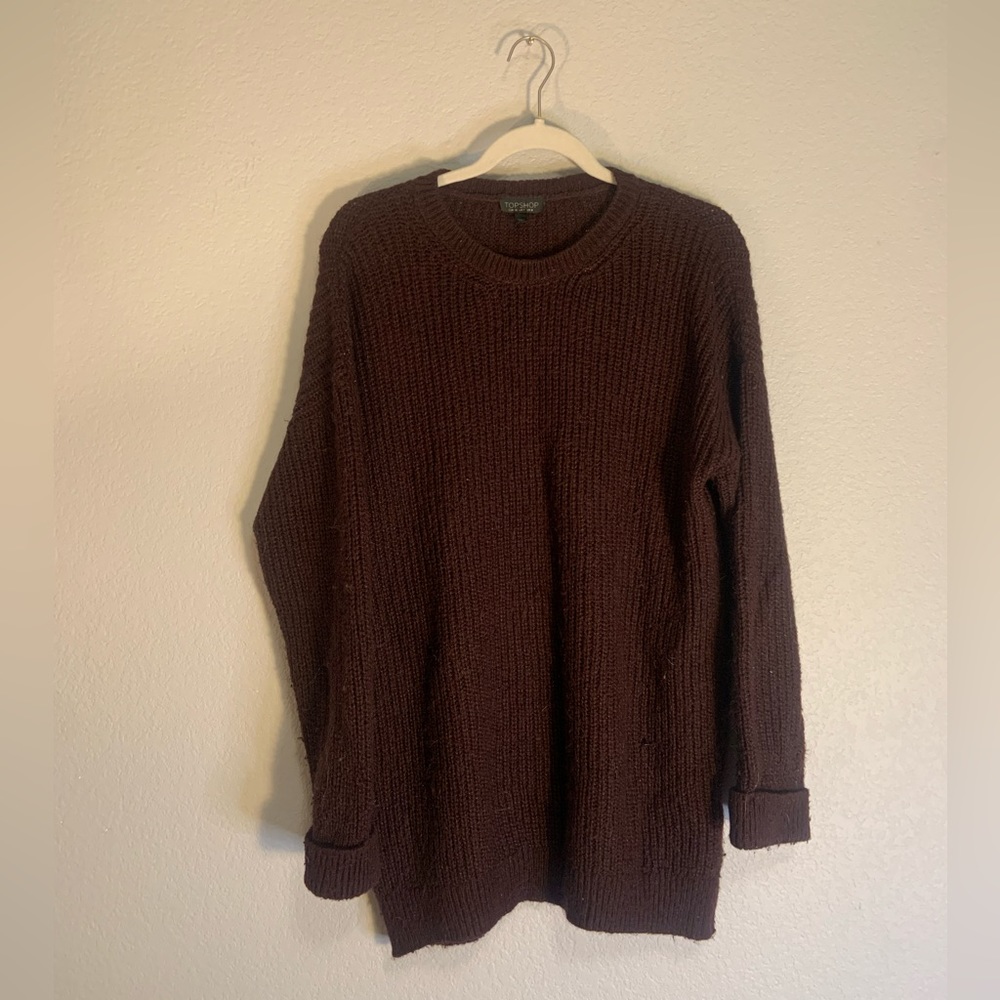 TOPSHOP Oversized/Boxy Burgundy Knit Sweater ❤️🍂 Minimalist & Stylish